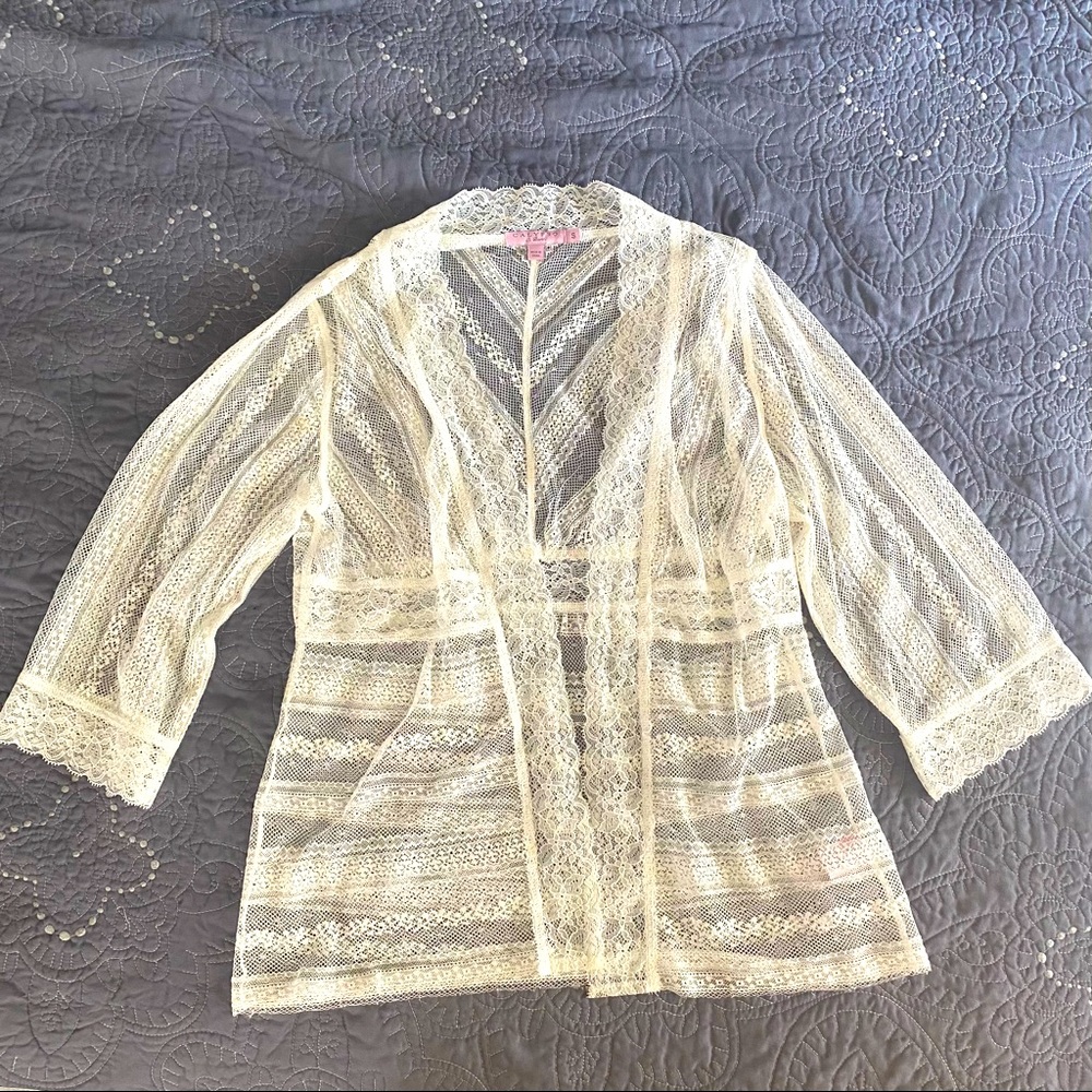CALYPSO ST BARTH cream floral lace cardigan medium